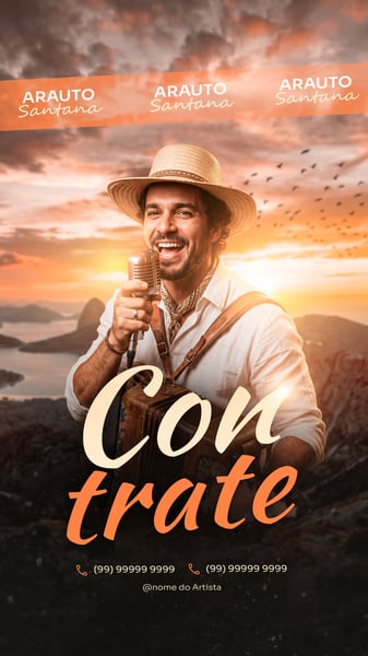 STORY POSTER PARA SHOW DE CANTOR COM CONTATO PSD TEMPLATE