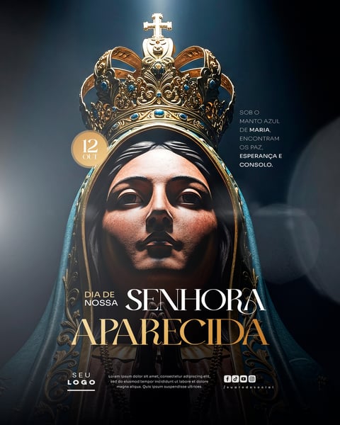 DIA DE NOSSA SENHORA APARECIDA 12 DE OUTUBRO SOCIAL MEDIA PSD EDITÁVEL 1