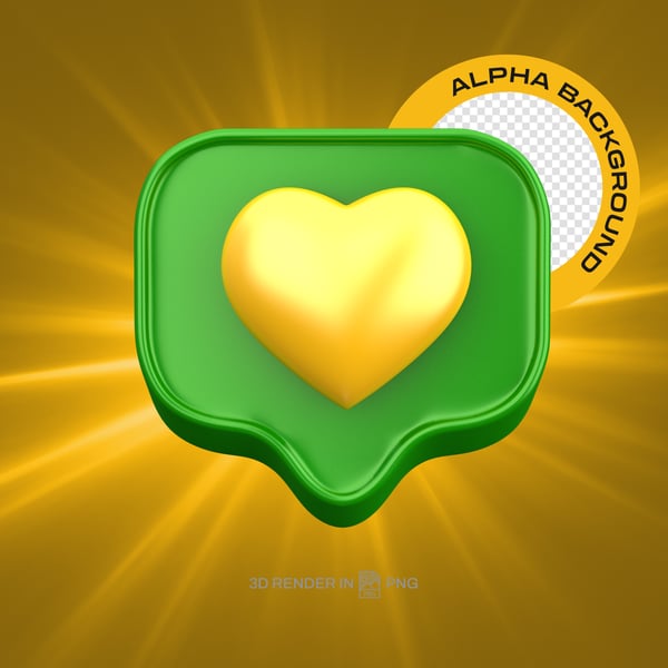 SOCIAL MEDIA NOTIFICATION GOLD HEART 3D
