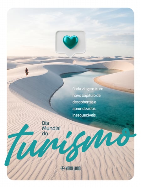 DIA MUNDIAL DO TURISMO DUNAS E LAGOA SOCIAL MEDIA FLYER PSD EDITÁVEL