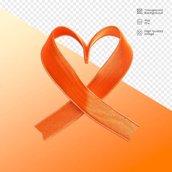 ELEMENTO 3D PARA COMPOSIÇÃO FITA LARANJA LUTA CONTRA O CÂNCER
