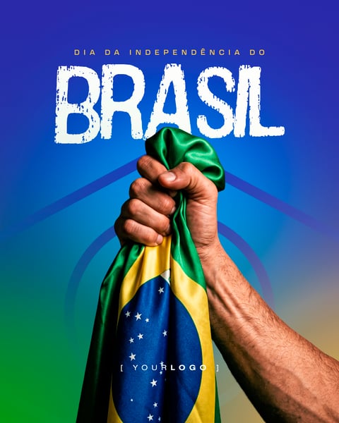 SOCIAL MEDIA DIA DA INDEPENDÊNCIA MÃO SEGURANDO BANDEIRA PSD EDITÁVEL
