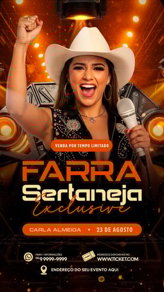FLYER PARA EVENTO SHOW ARTISTA SERTANEJO PSD EDITÁVEL STORY 7