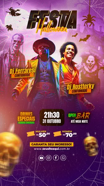 FLYER EVENTO MÚSICA FESTA HALLOWEEN STORIES