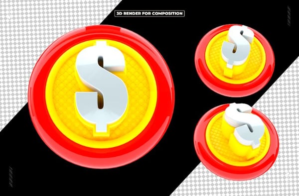 ÍCONE DINHEIRO 3D REDES SOCIAIS