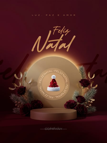 FELIZ NATAL BANNER PÓDIO DE LUXO SOCIAL MEDIA FLYER PSD EDITÁVEL