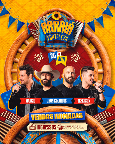 FLYER JUNINO SÃO JOÃO 2026 ARTISTAS E EVENTOS