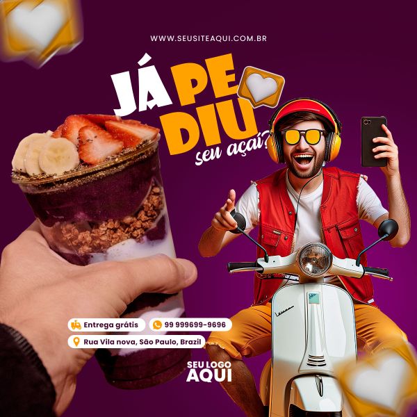 AÇAÍTERIA E SORVETERIA - SOCIAL MEDIA - PSD EDITÁVEL
