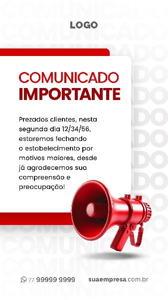 SOCIAL MEDIA PARA AVISOS E COMUNICADOS - VERMELHO