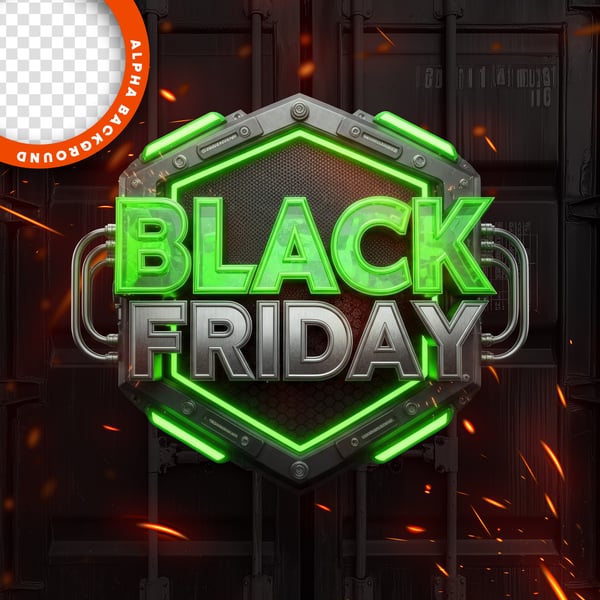 Selo 3D Etiqueta Black Friday PNG Transparente