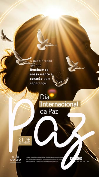 DIA INTERNACIONAL DA PAZ 21 DE SETEMBRO SOCIAL MEDIA PSD EDITÁVEL STORY 1