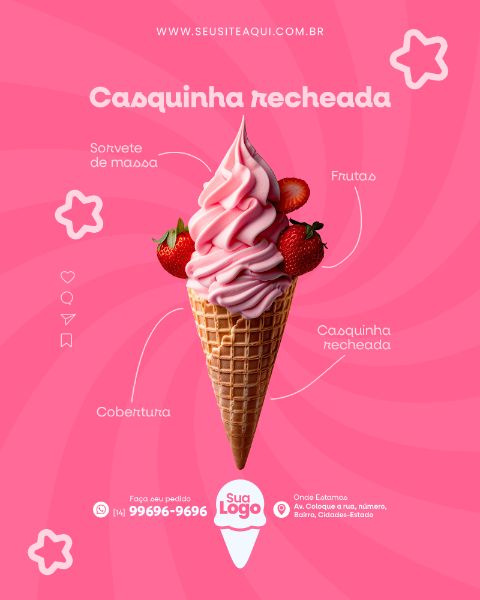 FEED VERTICAL - SORVETERIA - SORVETE | SOCIAL MEDIA | PSD EDITÁVEL