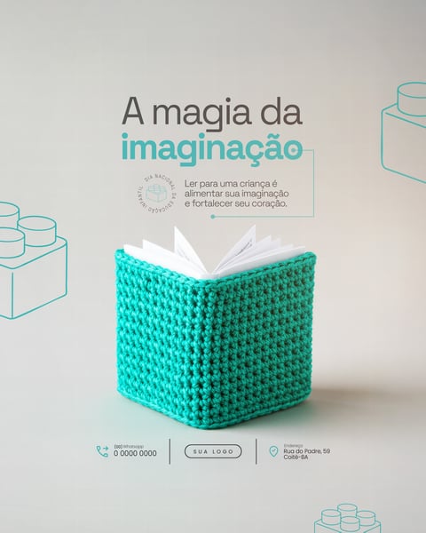 A MAGIA DA IMAGINAÇÃO DIA NACIONAL DA EDUCAÇÃO INFANTIL SOCIAL MEDIA PSD EDITÁVEL