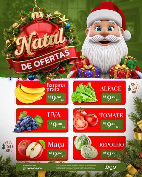 Natal De Ofertas Supermercado Social Media PSD Editável