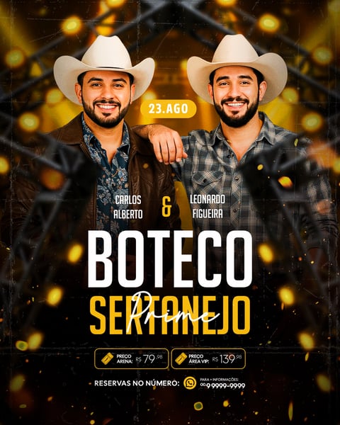 FLYER PARA EVENTO SHOW ARTISTA SERTANEJO PSD EDITÁVEL FEED 5