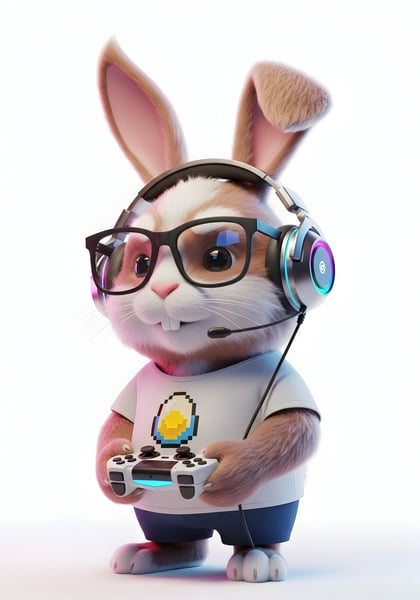 COELHINHO DA PÁSCOA GAMER COM HEADPHONE E ÓCULOS 03