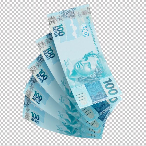 ASSET 3D - CÉDULA NOTA DINHEIRO DE 100 REAIS REAL BRASILEIRO COM FUNDO TRANSPARENTE