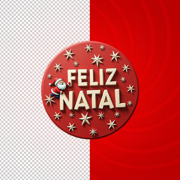 SELO FELIZ NATAL COM PAPAI NOEL 3D