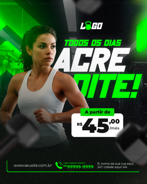 ACADEMIA ACREDITE E FOCO NO TREINO SOCIAL MEDIA PSD