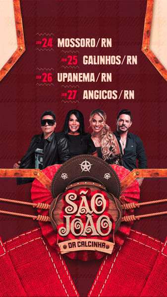 FLYER AGENDA SEMANAL DE SÃO JOÃO CALCINHA PRETA STORY PSD EDITÁVEL
