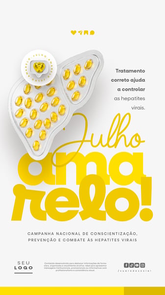 Julho Amarelo Campanha de prevenção e combate às hepatites virais Story Social Media PSD Editável 5