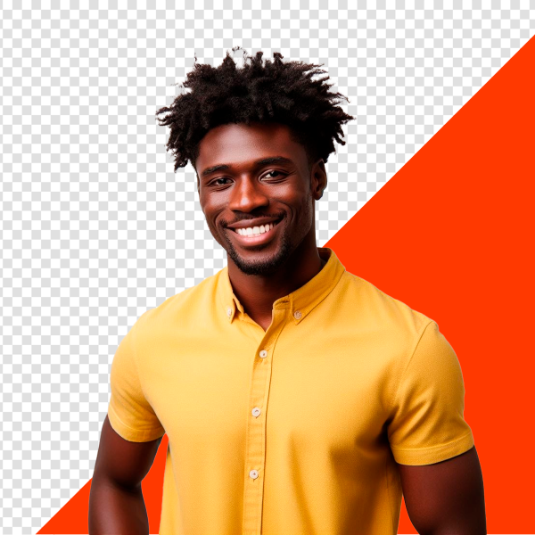 HOMEM SORRINDO CAMISA AMARELA