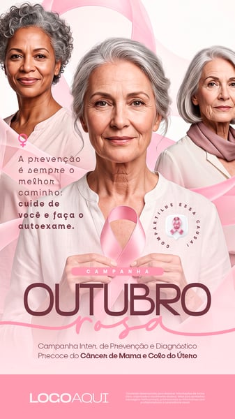 OUTUBRO ROSA SAÚDE DA MULHER SOCIAL MEDIA FLYER PSD EDITÁVEL STORY