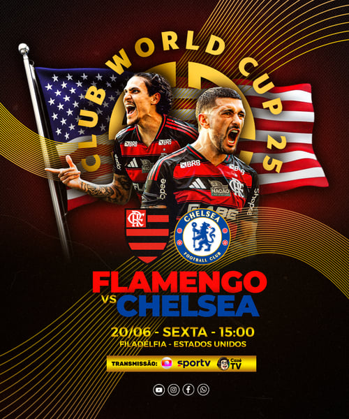  FLYER ESPORTIVO FUTEBOL FLAMENGO vs CHELSEA MUNDIAL DE CLUBES