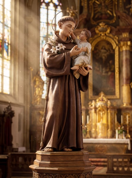 Imagem IA Estátua de Santo Antônio Segurando Menino Jesus 5