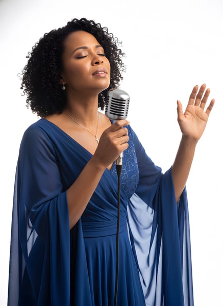 MULHER CANTORA GOSPEL COM MICROFONE CANTANDO 02