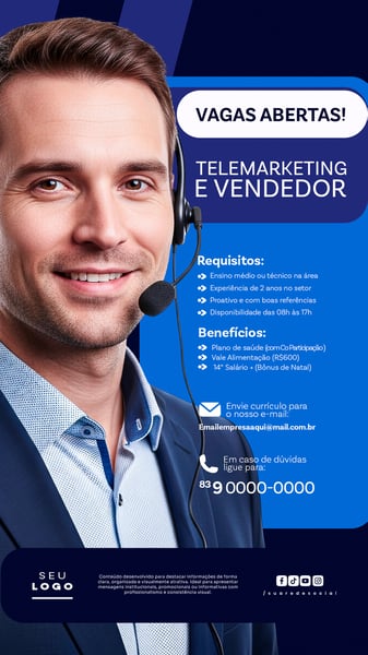 RECRUTAMENTO EMPREGO TEMOS VAGAS ABERTAS CONTRATAÇÃO STORY SOCIAL MEDIA PSD EDITÁVEL 27