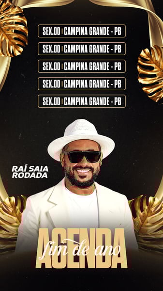 FLYER PARA ARTISTA PSD EDITÁVEL STORIES AGENDA RAÍ SAIA RODADA FIM DE ANO