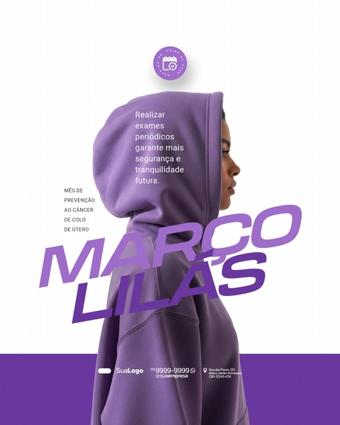MARÇO LILÁS CONSCIENTIZAÇÃO SOCIAL MEDIA PSD EDITÁVEL 2