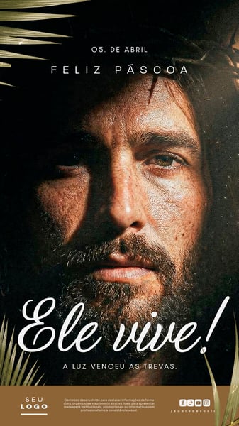 FELIZ PÁSCOA ELE VIVE 05 DE ABRIL STORY SOCIAL MEDIA PSD EDITÁVEL