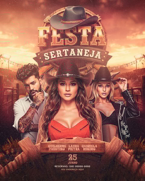 FLYER PARA EVENTOS 2026 FESTA SERTANEJA FEED