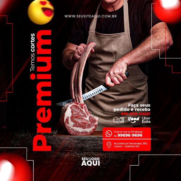 FEED QUADRADO - AÇOUGUE | CARNE | CHURRASCO | SOCIAL MEDIA | PSD EDITÁVEL