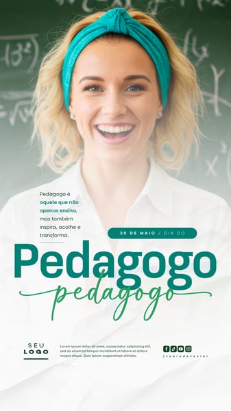 DIA DO PEDAGOGO 20 DE MAIO SOCIAL MEDIA EDITÁVEL FEED