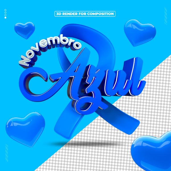 SELO 3D NOVEMBRO AZUL PARA COMPOSIÇÃO 3D