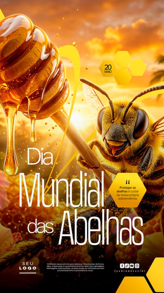 DIA MUNDIAL DAS ABELHAS 20 DE MAIO STORY SOCIAL MEDIA PSD EDITÁVEL 1