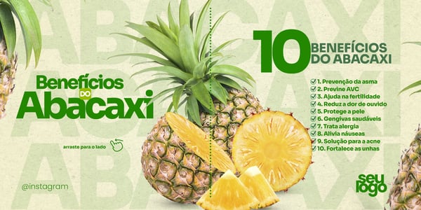 POST CARROSSEL BENEFÍCIOS FRUTA ABACAXI SOCIAL MEDIA