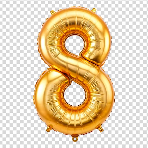 NÚMERO 8 FORMATO DE BALÃO ELEMENTO 3D PNG