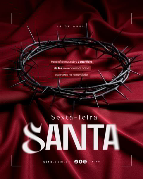 Sexta Feira Santa 18 de abril Páscoa Cristã data comemorativa social media editavel