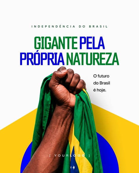 SOCIAL MEDIA DIA DA INDEPENDÊNCIA MÃO COM BANDEIRA PSD EDITÁVEL