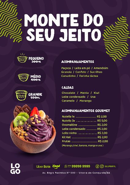 CARDÁPIO AÇAÍ - ACAITERIA