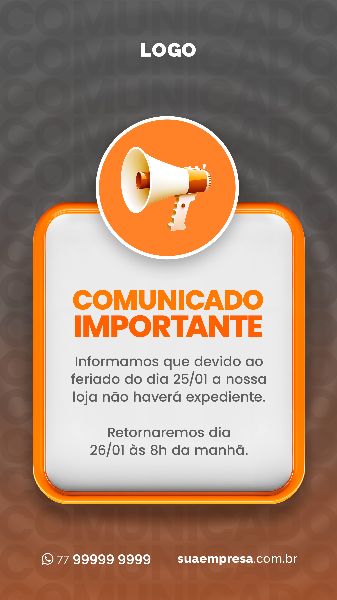 SOCIAL MEDIA PARA AVISOS E COMUNICADOS - LARANJA