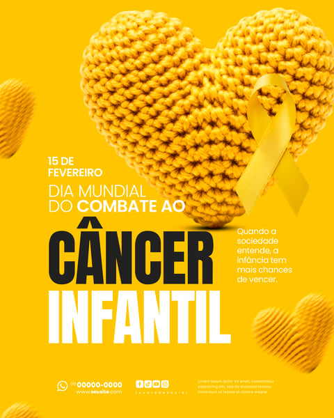DIA INTERNACIONAL DE COMBATE AO CÂNCER INFANTIL 15 DE FEVEREIRO SOCIAL MEDIA PSD EDITÁVEL 3