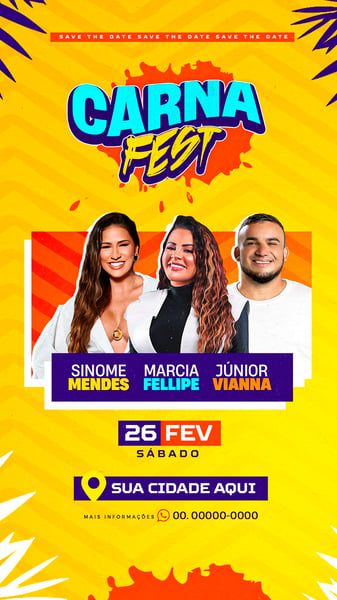 YWC SOCIAL MEDIA, FLYER PARA EVENTO, BLOCO DE CARNAVAL, ARTISTAS E EVENTOS, STORY