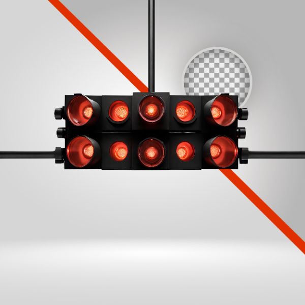 ESTRUTURA REFLETOR LED 3D, ELEMENTO PNG, LUZES DE SHOW. EVENTOS, LANTERNAS, REFLETOR DIGITAL, SPOT DE BAILE FUNK