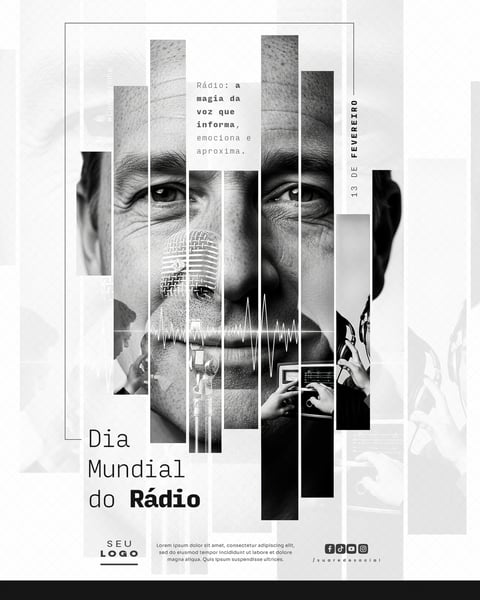 DIA MUNDIAL DO RÁDIO 13 DE FEVEREIRO SOCIAL MEDIA PSD EDITÁVEL 5