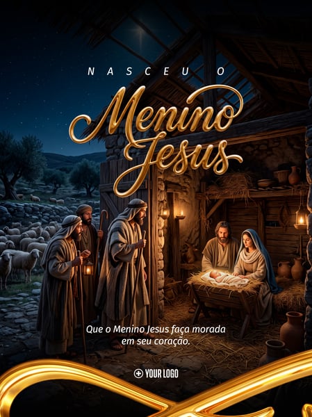 NASCIMENTO DO MENINO JESUS NATAL SOCIAL MEDIA FLYER PSD EDITÁVEL